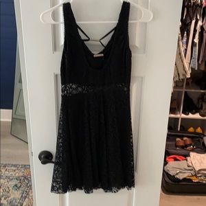 Little black dress with lace overlay